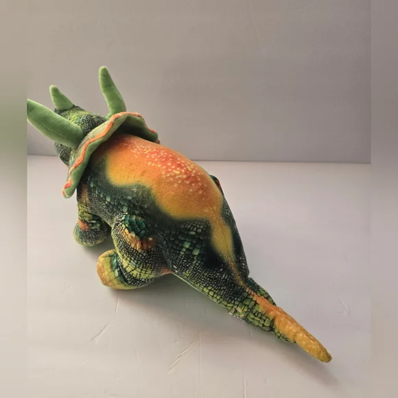 Plush Dinosaur Toy with Green and Orange Accents - Picture 4 of 7